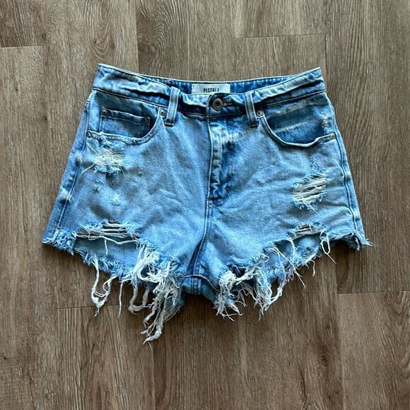Pistola Women's Cut Off Distressed High Rise Denim Shorts Size 26 100% Cotton - Picture 1 of 5